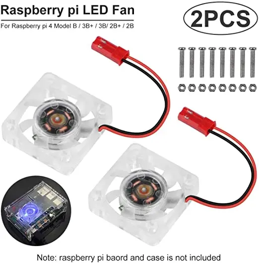 

2 Pcs Raspberry Pi 4 Fan Raspberry Pi Cooling Fan Quiet LED 30mm 30mm Fan Cooler Radiator 3 to 5.8V for Raspberry Pi 3 B+