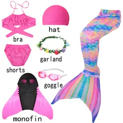 Дети хвост русалки для купания для девочек, плавательный, костюм для купания «Русалочка» костюм купальник можете добавить Моноласты Goggle с