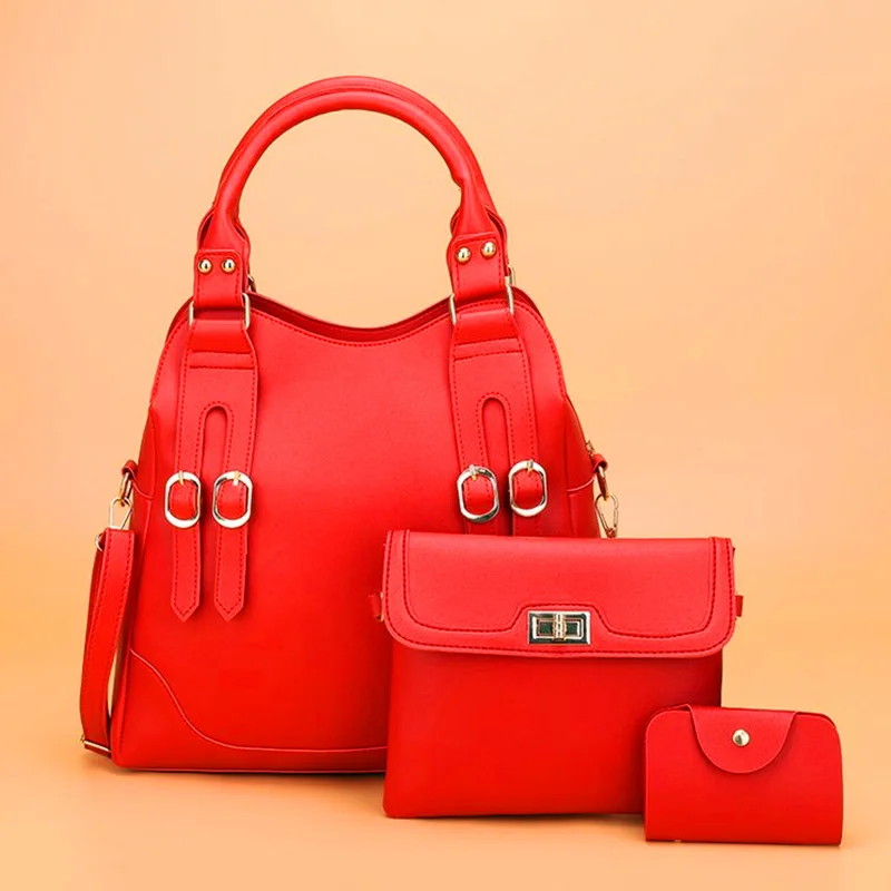 

Bags2019 New Style Contrast Color Fashion Three-piece Set Different Size Bags Korean-style Autumn Large-Volume Simple One-Should