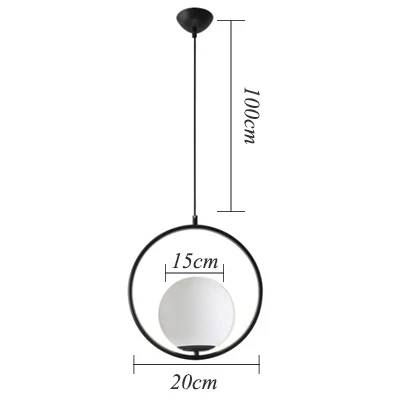 Современный стиль гостиная спальня минималистичный Ресторан подвесной светильник скандинавские украшения одежды стеклянная шариковая Подвесная лампа - Цвет корпуса: A Black 15cm