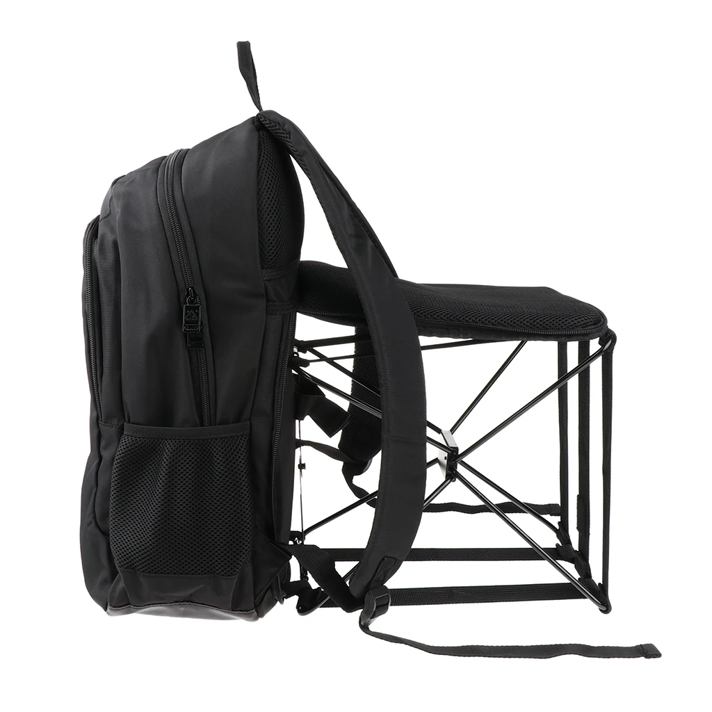 47L Lightweight Outdoor Travel Backpack with Back Built-in Folding Chair Travel Rucksack Outdoor Sports Climbing Bag