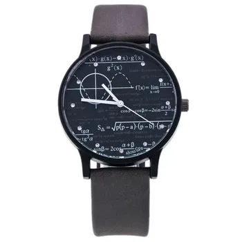 

Luxury Creativity Equation Mathematical Formula Math Symbols PU Leather Analog Quartz Unisex Watch Men Women Wristwatch C028