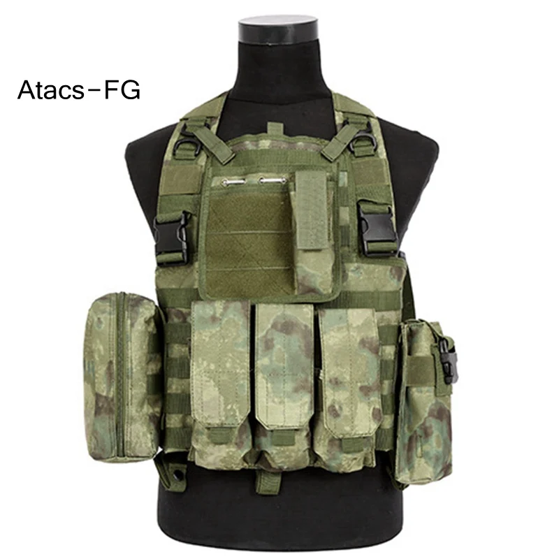 atacs fg Открытый военный тактический жилет нейлон Molle камуфляж охотничий жилет прочный стрельба страйкбол Пейнтбольные жилеты - Цвет: atacs fg