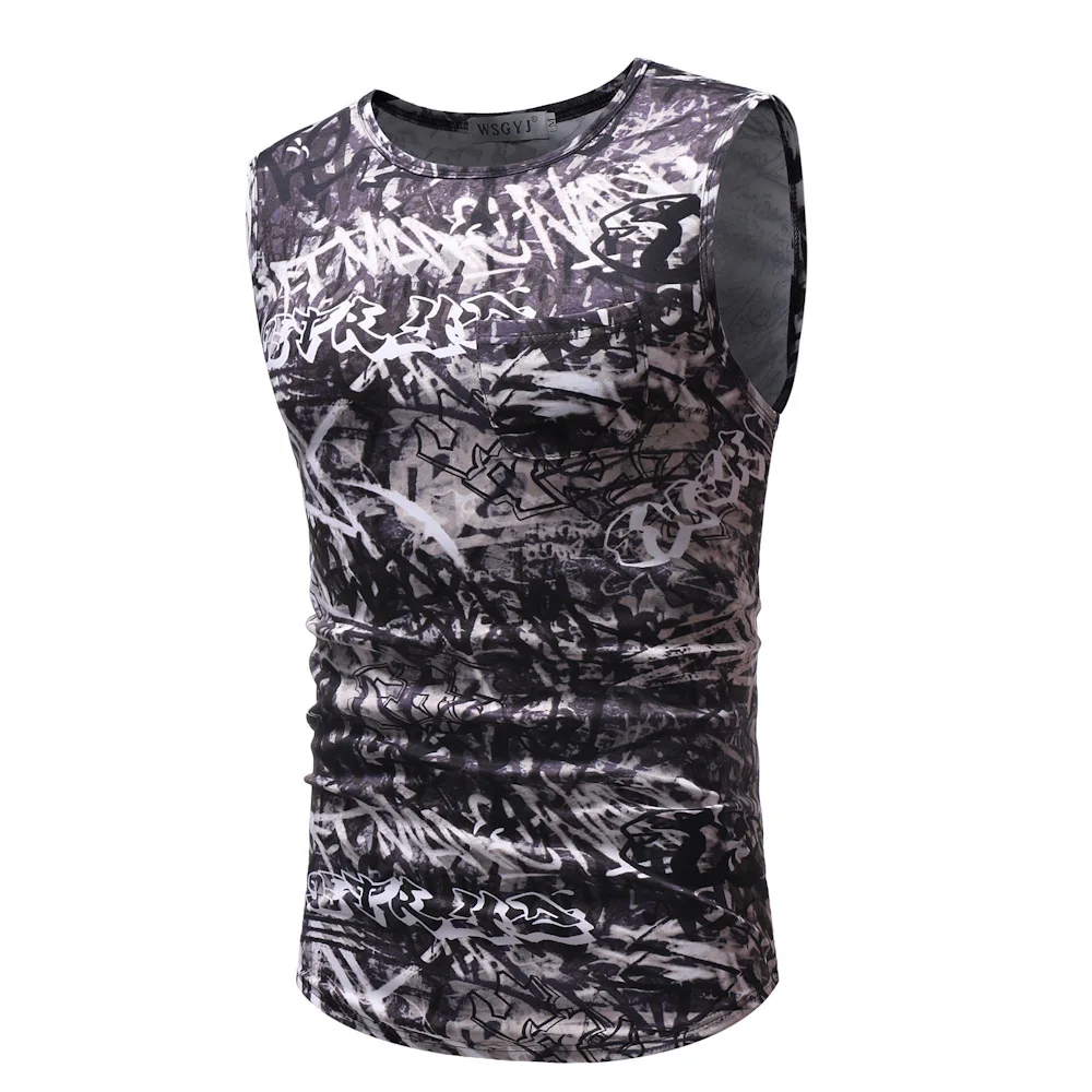 

2019 New Style Large Size Men Cool Floral Slim Fit Crew Neck Vest 7455