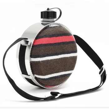 

2L Canteen Heat Insulation Adjustable Strap Hiking Kettle Portable Felt Large Capacity Striped Travel Water Bottle Outdoor