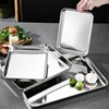 Kitchen Rectangle Stainless Steel Food Storage Serving Trays Sausage Noodles Fruits Dish Restaurant Hotel Metal Dinnerware Plate 5