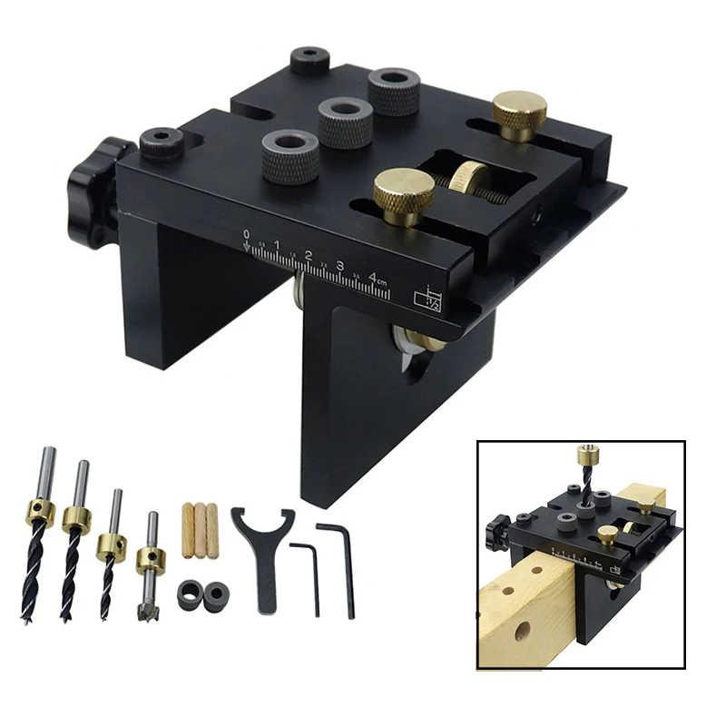 

3 in 1 Woodworking Doweling Jig Kit With Positioning Clip Adjustable Drilling Guide Puncher Locator Carpentry DIY Tools