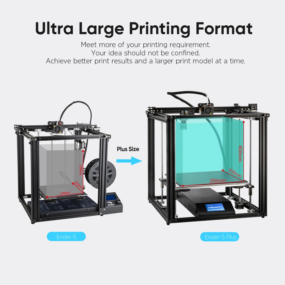 3D принтер Creality Ender 5 Plus 350*350*400 мм с сенсорным экраном 4 3 дюйма съемная пластина из