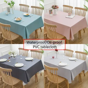

Waterproof and Oil-proof Tablecloth for Dinning Table Solid Color Rectangle PVC Table Cloth Plastic Table Cover for Wedding