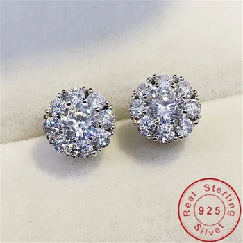 

Charming Stud Earrring AAAAA cz Real 925 sterling silver Bijou Statement Wedding Stud Earrings for women Bridal Party Jewelry