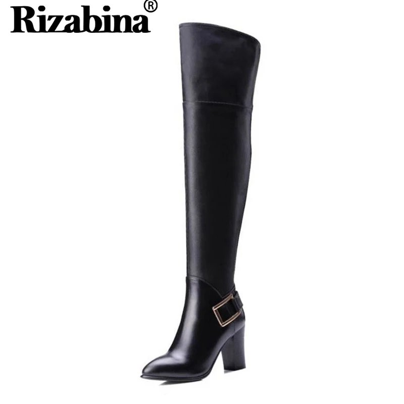 RizaBina Women Real Leather Over Knee Boots Winter Snow Boots Sexy High
Heel Zipper Women Riding Boots Women Shoes Size 34-39 RizaBina Women Real Leather Over Knee Boots Winter Snow Boots Sexy High
Heel Zipper Women Riding Boots Women Shoes Size 34-39
