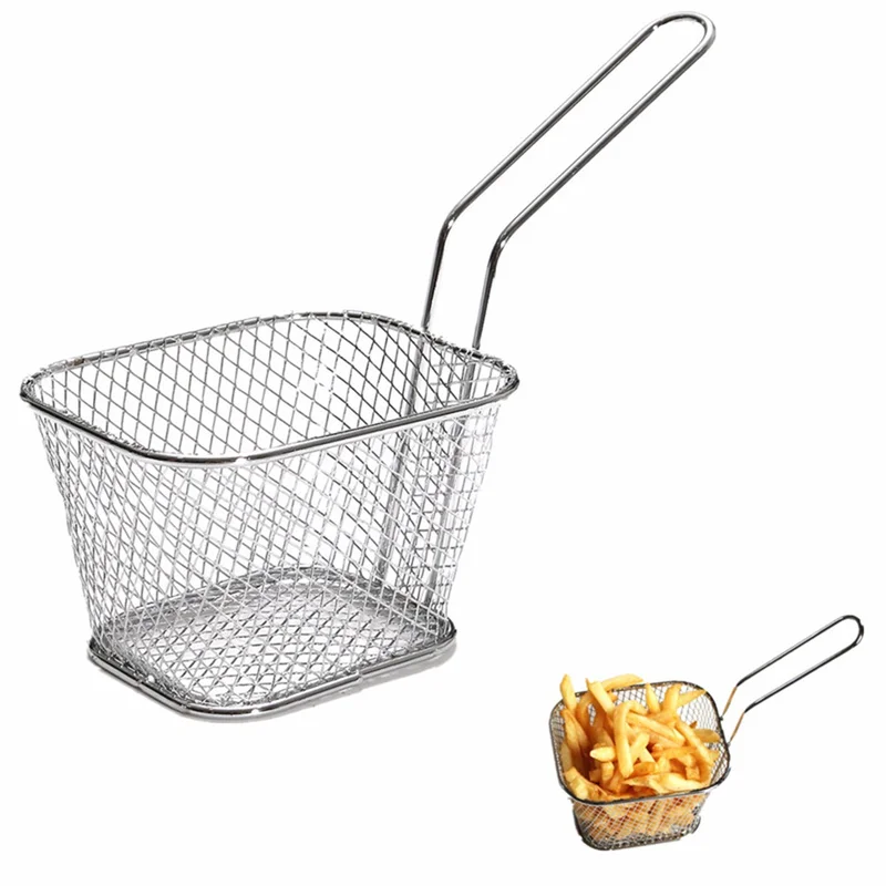 

Mini French Deep Fryers Basket Net Mesh Fries Chip Kitchen Tool Stainless Steel Fryer Home Mini French Fries Baskets Strainer