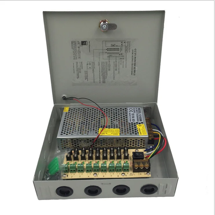 DC12V 10A импульсный источник питания 9 коробка-держатель с 120 Вт камеры видеонаблюдения светодиодный уличный свет импульсный источник питания светодиодного табло