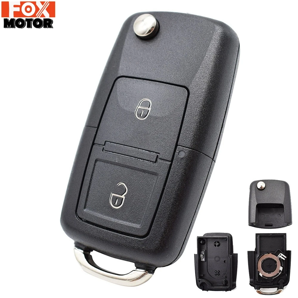Car Remote Key Case Fob Shell Per Vw Golf Bora Lupo Passat Polo Transporter Sharan Fox 2 Pulsanti No Lama 2003 2004 2005 2006