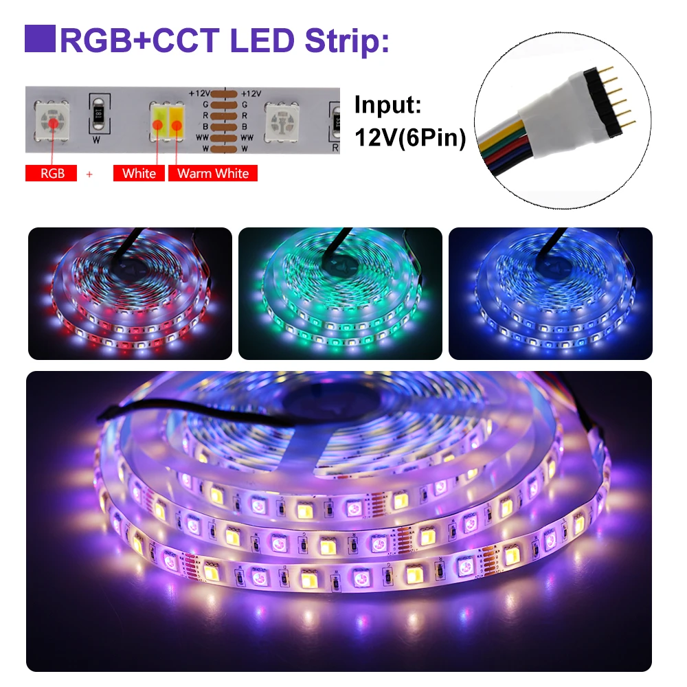 Светодиодная лента RGB/RGBW/RGB+ CCT/двойной белый светодиодный гибкий светильник 5050 5 м 300 светодиодный s+ RF пульт дистанционного управления+ адаптер питания DC12V