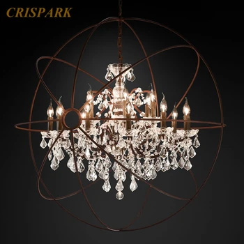 

Foucault's Orb Clear Crystal Chandelier Lights LED Black Metal Pendant Hanging Lamp Classical Lights Fixture for Living Room
