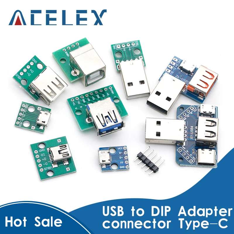 1 шт. USB разъем/Мини MICRO для DIP адаптер Женский Разъем 2 54 B Type-C USB2.0 3 0 женский PCB