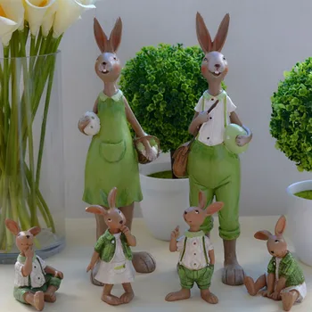 

Pastoral Retro Rabbit Miniature Figures Ornaments Home Kitchen Restaurant Decoration Bar Cafe Office Decoration Statue Craft