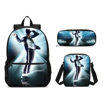 

3pcs/Sets New Children School Bags Set Michael Jackson Kids School Backpack For Teen Boys Student Book Bag Elementary Schoolbags