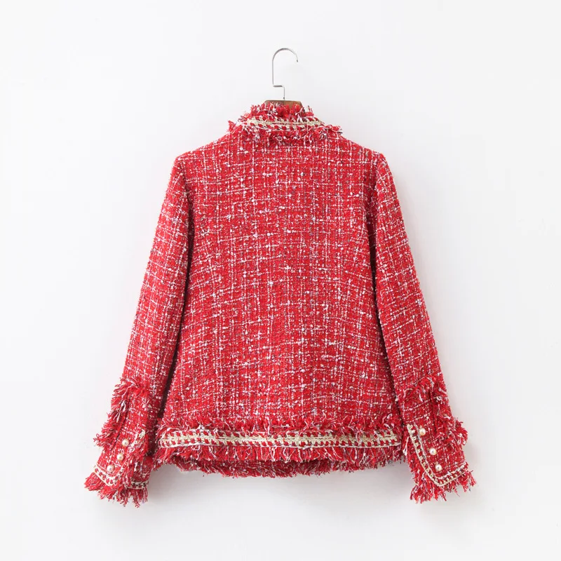 Brand new designer women's plaid tweed coat high quality tassels jackets coat A764