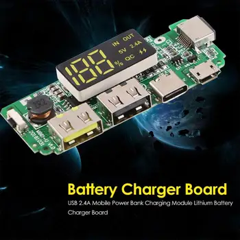 

Dual USB Battery Charger Board Lithium LED Mobile Power Bank Charging Module Circuit Protection 5V 2.4A Micro/Type-C