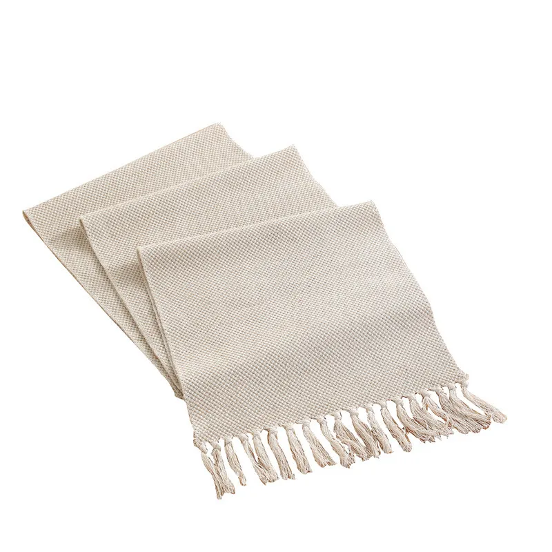 Nordic Style Table Runner Handmade Weave Tablecloth Household Decoration Tassel Cotton Tea Table Cover Coffee Table Flag images - 6