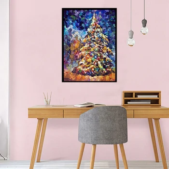 

5D Diamond Painting Beautiful Christmas Tree Snow Embroidery Drill Full Round Mosaic Home Decoration