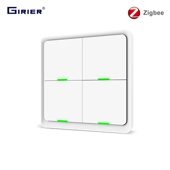 

Tuya ZigBee Scene Switch 4 Gang, Smart Wireless Remote Control Universal Button Switch, Works with All Tuya Wifi/ZigBee Devices