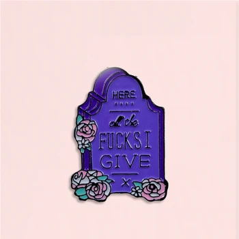 

Purple Tombstone Enamel Pin Flower Decoration Badge Brooch Denim Backpack Beautiful Women Jewelry Gift for Friends Female