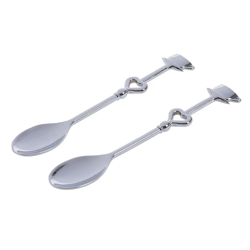 

New 1 Pair Love Tea Coffee Drinking Spoon Teaspoon silver