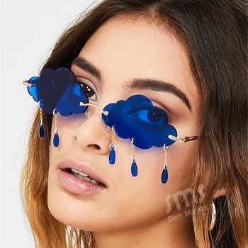 

Fashion Rimless Sunglasses Women 2020 Vintage Clouds Tassel Sun glasses Men Frameless Glasses Shades UV400