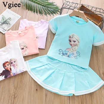 

Vgiee Toddler Girls Summer White Clothes Children's Wear Two-piece Dress Set Frozen 2 Suit for Girls Kids Bacby Outfits
