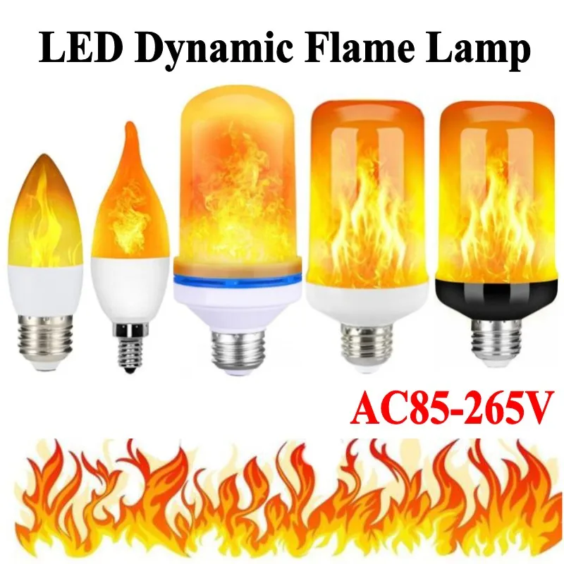 1-10pcs E27 LED Flame Bulb 3/4 Modes Fire lamp Corn Bulb Flickering B22 LED Dynamic Flame Effect Light 3W 5W 9W AC 85V-265V