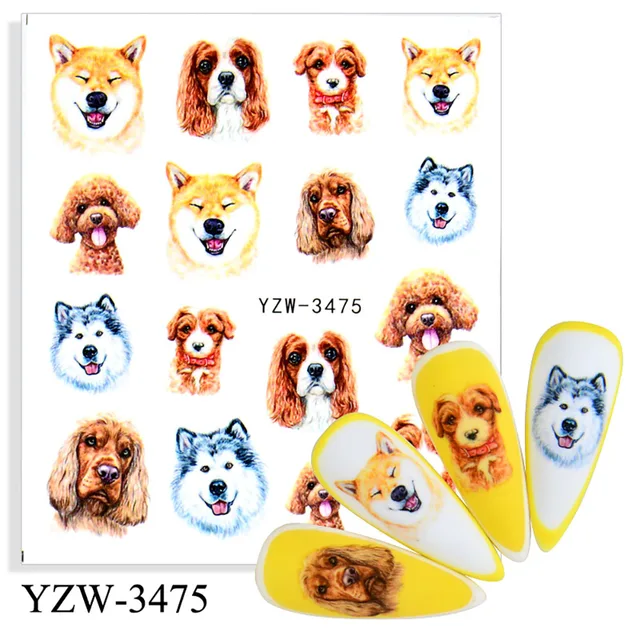 Colorful Face Flower Stickers Nail Stickers Transfer Nails Water Decal Nail Decals Leaf Sticker Series Watermark Nails Geometric YZW-3475