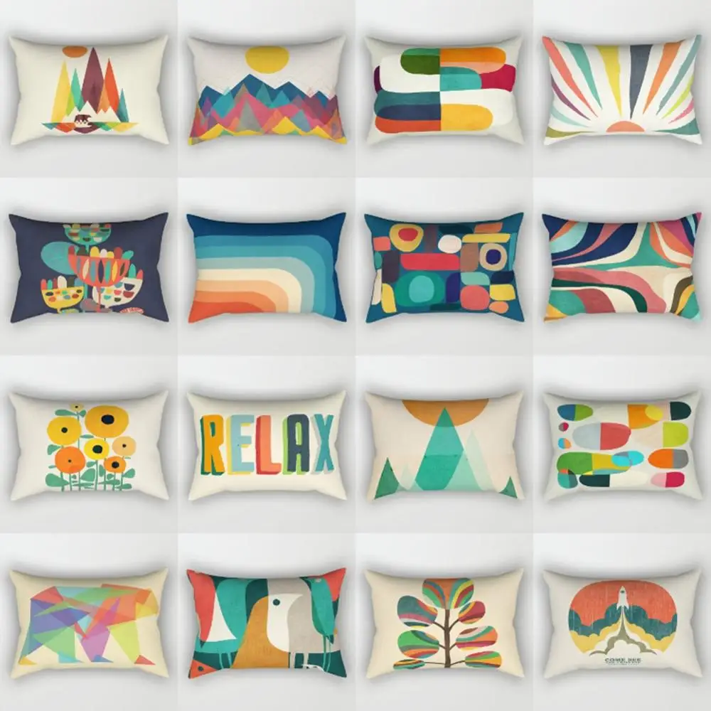 

New Rectangle Geometric Pillow Case Short Plush Soft Cushion Cover Sofa Living Room Office Car Seat Home Decorative Gifts