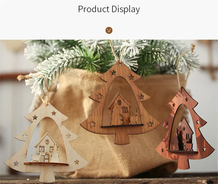 DIY 3D деревянная маленькая елка подвеска веселое Рождественское дерево подвесное украшение Подвеска DIY ремесла Рождественские украшения для дома