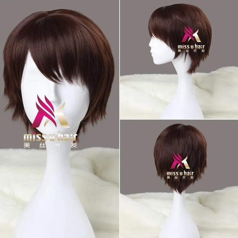 

New natural anime short straight wig synthetic hair wig cosplay with lolita fringe wigs for women + touca wig