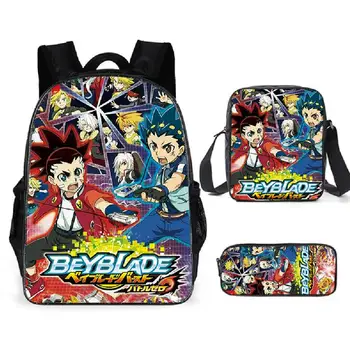 

Beyblade Burst 3Pcs Set Printing Backpack Student School Shoulder Pencil Bag Satchel Laptop Rucksack Teenager Travel Gift