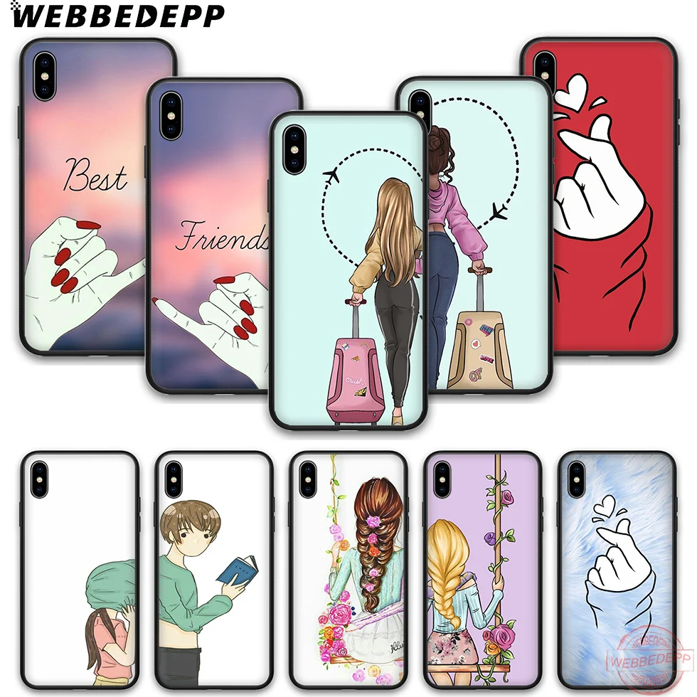 WEBBEDEPP лучший друг Мягкий Силиконовый ТПУ чехол для телефона iPhone 5 6 7 8 Plus X XS XR Max