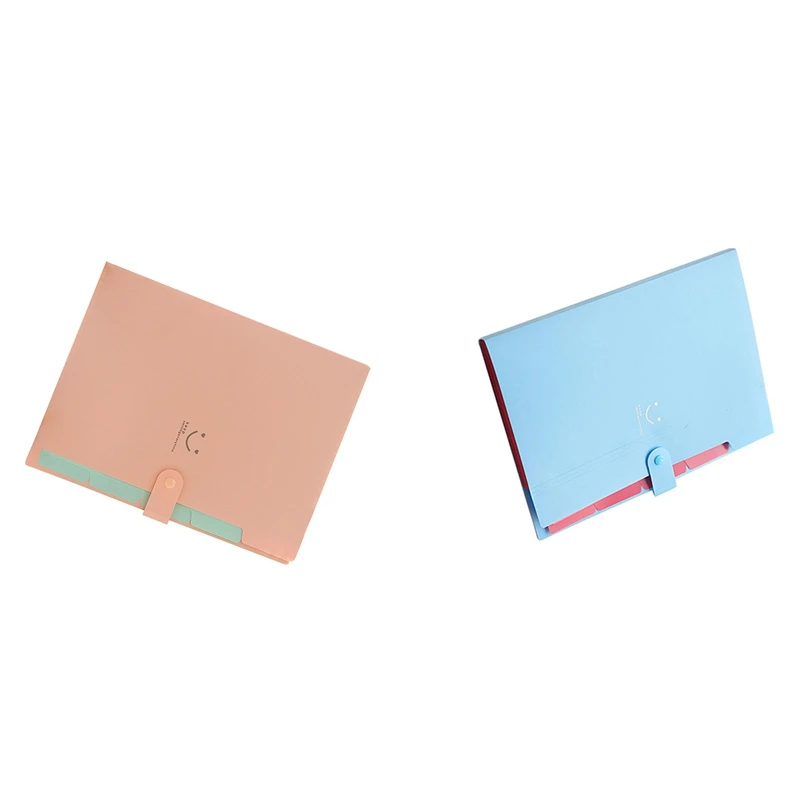 2 шт. Kawaii Папки канцелярские Carpeta папка для файлов 5 слоев Archivadores кольца A4 Сумка для документов офисные карпеты(голубой и розовый