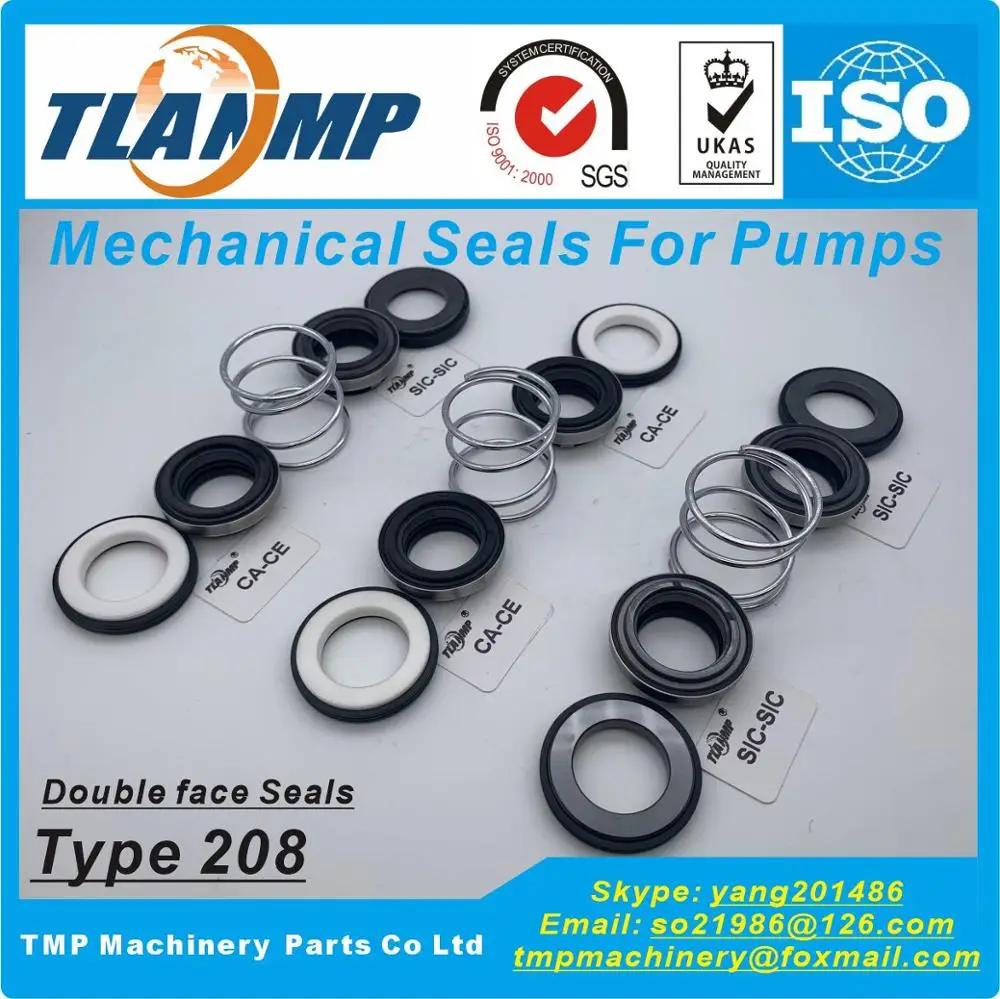 

208-14 , 208D-14 Double Face Mechanical Seals (Material: CA/CE/NBR, SiC/SiC/V) | Shaft Size 14mm, Outer Size 25/26mm