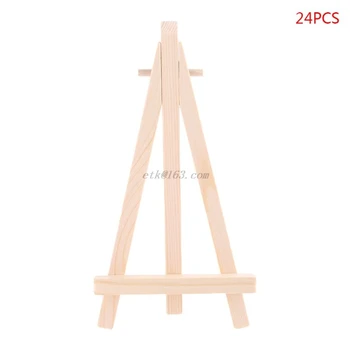 

24pcs Mini Wooden Artist Easel Triangle Wedding Table Stand Display Holder - 15 x 8 cm