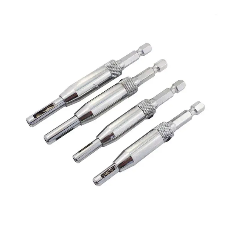 4pcs/set Center Drill Bit Doors Self Centering Hinge Tapper Core Drill Bit Set Hole Puncher Woodworking Tools 5/64"-11/64" 72XD