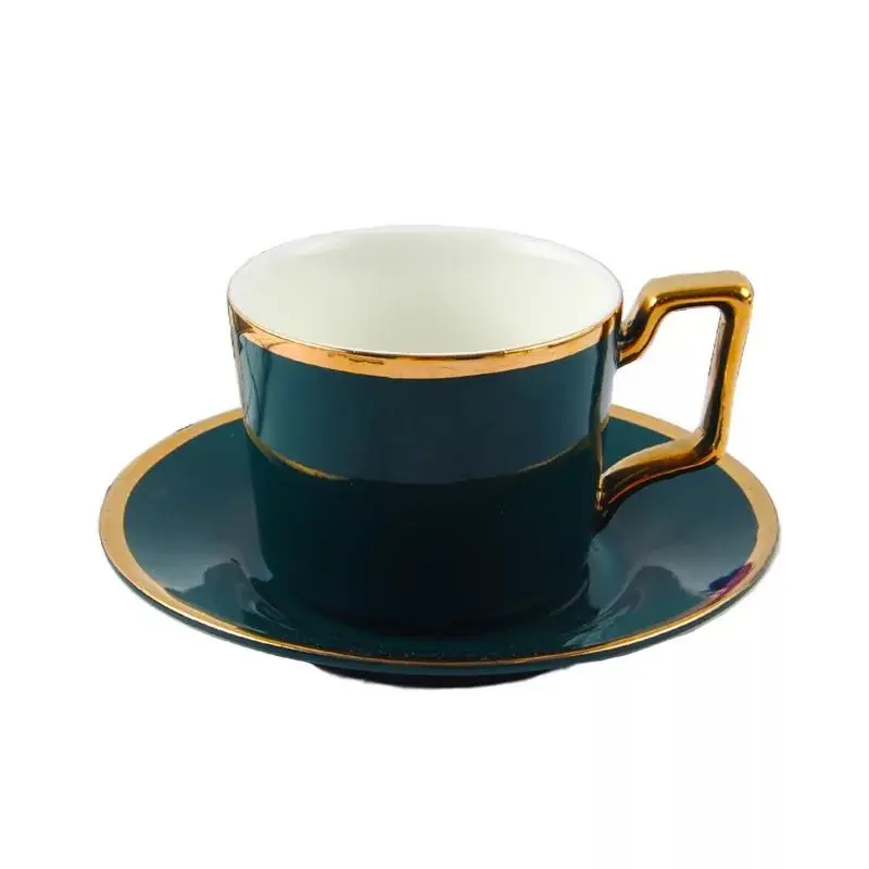 

Europe Style Ceramic Bone China Coffee Set Cup and Saucer Spoon Kit Hand Painted Cuckoo Bird Flower Pattern Black Tea Mug