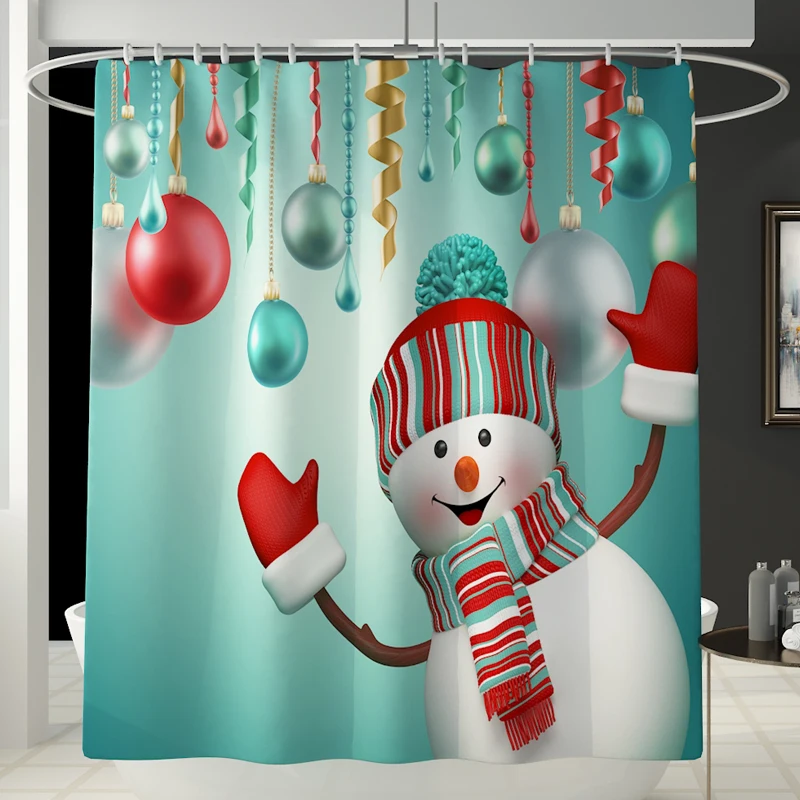 Рождественский снеговик cortinas de bano плесени доказательство душ Шторка для ванной украшения дома ванна комплект для экрана с ковриком DW087