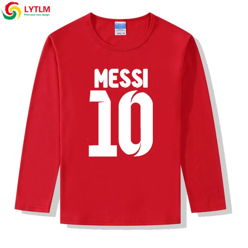 LYTLM XXX/футболка для мальчиков и девочек Lionel Messi Детская осенняя футболка года топы с длинными рукавами для мальчиков Одежда для мальчиков футболки для малышей - Цвет: CX LYCRA Red