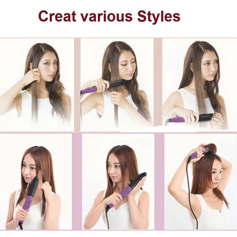 Hair Straightener Flat Iron Hair Curler Brush Electric Hair Comb Multifunctional Hair Crimper Curling Iron Looper Hair Style 3