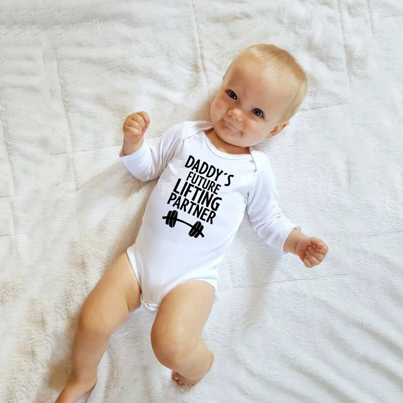 Daddy's Future Lifting Partner, Боди унисекс для маленьких мальчиков и девочек, хлопковый комбинезон с длинными рукавами, зимний комбинезон для малышей, Ropa, от 0 до 24 месяцев