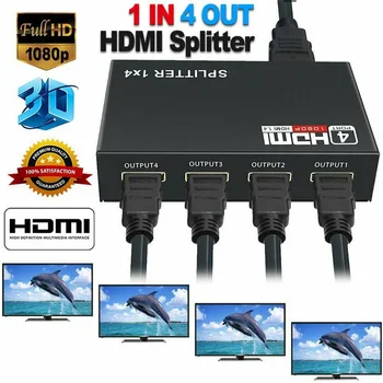 

5V 1080P Full HD HDMI Splitter 4 Ports Hub 2A Repeater Amplifier V1.4 1-In 4-Out