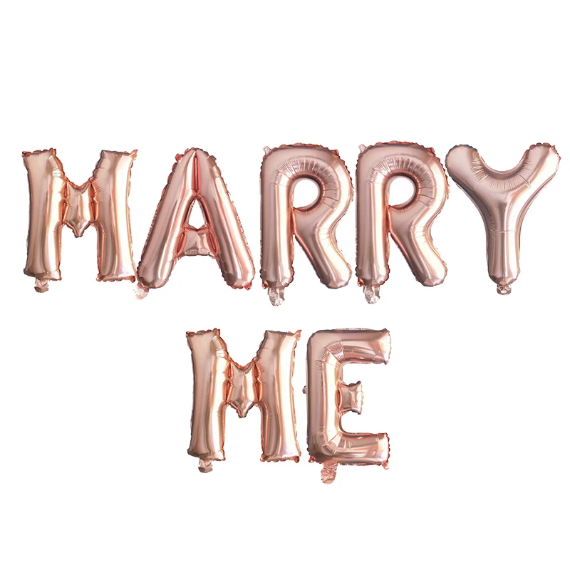 12 шт. 16 дюймов розовое золото шары из фольги с надписью MARRY ME 18 воздушный шар в